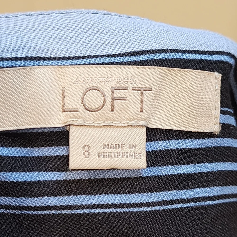 LOFT Black and Blue  Striped Skirt Size  8